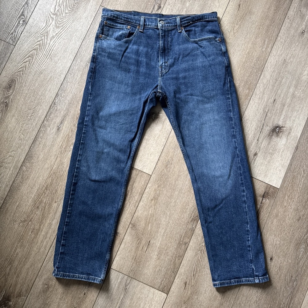 Levis 505 Jeans Mens 34x30 Blue Medium Wash Straight Leg Regular Fit Zip Fly